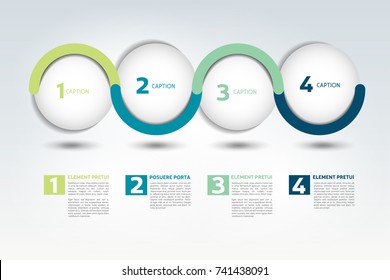 Infographic vector option banner with 4 steps. Color spheres, balls, bubbles. Infographic template.