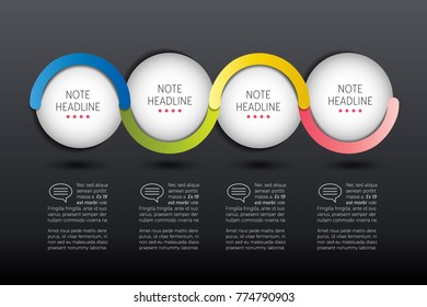 Infographic vector option banner with 4 steps. Color spheres, balls, bubbles. Infographic template.