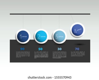 Infographic vector option banner with pendulum. Color spheres, balls, bubbles. Infographic template.