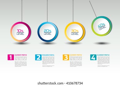 Infographic vector option banner with pendulum. Color spheres, balls, bubbles. Infographic template.