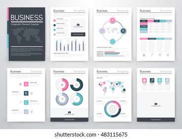 Infographic vector set. Business graphics brochures a4