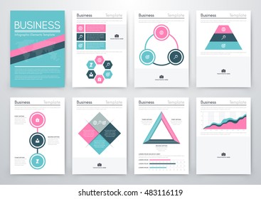 Infographic vector set. Business graphics brochures a4