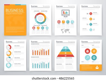 Infographic vector set. Business graphics brochures a4
