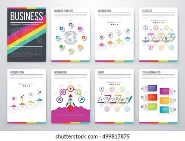 Infographic vector set. Business graphics brochures a4