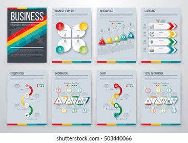 Infographic vector set. Business graphics brochures a4