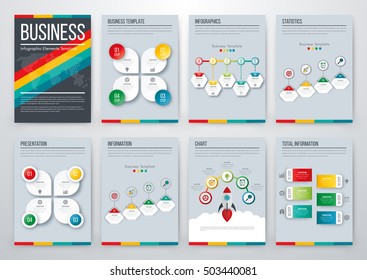 Infographic vector set. Business graphics brochures a4
