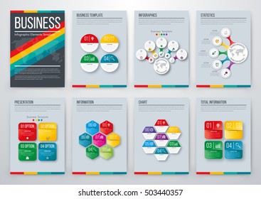 Infographic vector set. Business graphics brochures a4