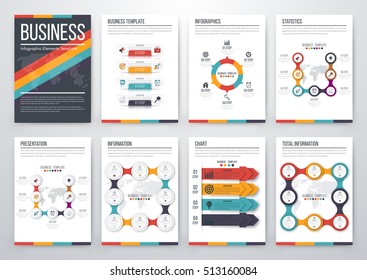 Infographic vector set. Business graphics brochures a4