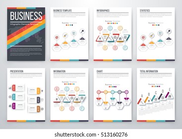 Infographic vector set. Business graphics brochures a4