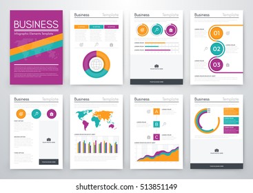 Infographic vector set. Business graphics brochures a4
