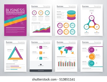 Infographic vector set. Business graphics brochures a4