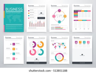 Infographic vector set. Business graphics brochures a4