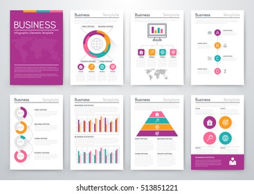 Infographic vector set. Business graphics brochures a4