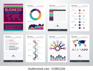Infographic vector set. Business graphics brochures a4