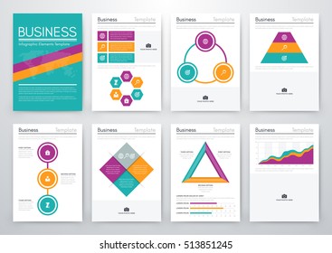 Infographic vector set. Business graphics brochures a4