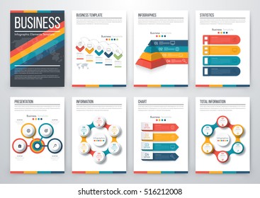 Infographic vector set. Business graphics brochures a4