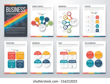Infographic vector set. Business graphics brochures a4