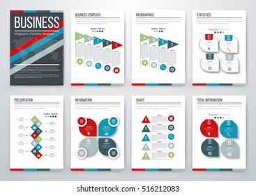 Infographic vector set. Business graphics brochures a4