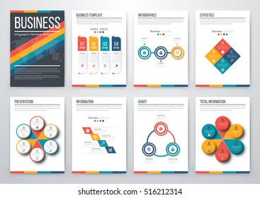 Infographic vector set. Business graphics brochures a4