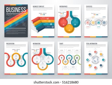 Infographic vector set. Business graphics brochures a4