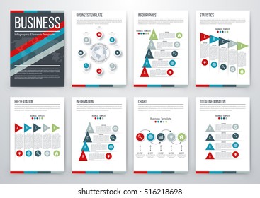 Infographic vector set. Business graphics brochures a4