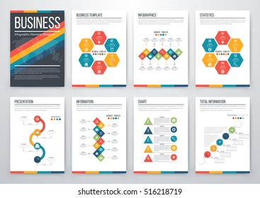 Infographic vector set. Business graphics brochures a4