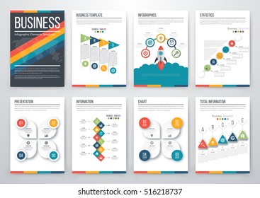 Infographic vector set. Business graphics brochures a4
