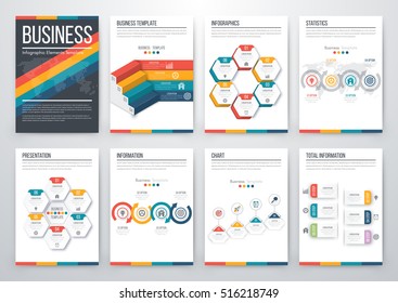 Infographic vector set. Business graphics brochures a4