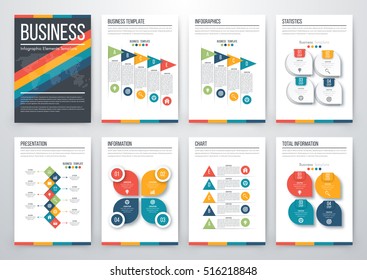 Infographic vector set. Business graphics brochures a4