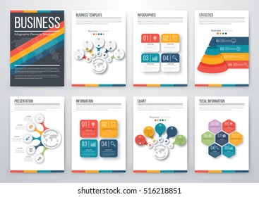Infographic vector set. Business graphics brochures a4