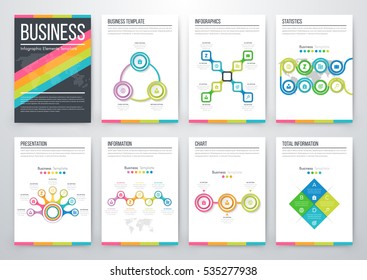 Infographic vector set. Business graphics brochures a4
