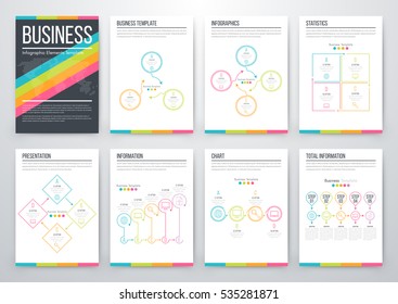 Infographic vector set. Business graphics brochures a4