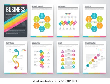 Infographic vector set. Business graphics brochures a4