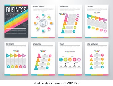 Infographic vector set. Business graphics brochures a4