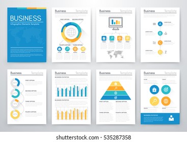 Infographic vector set. Business graphics brochures a4