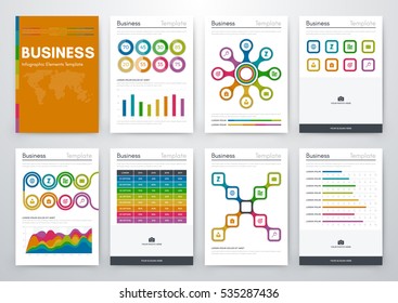 Infographic vector set. Business graphics brochures a4