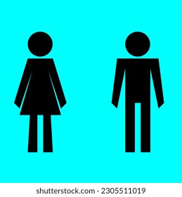 Infographic vector with sign with icon of man and woman silhouette isolated on green background, Male and female black shape, Graphic designation of men and women
