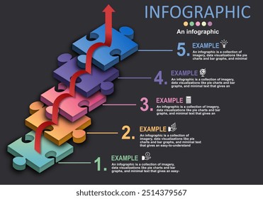 Infographic vector, similar to a ladder, where each step represents a development, progress, sequence, timeline and space for text to present academic, financial, banking and management.