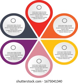 infographic vector six colorful rounded arrow shape