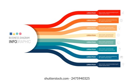 Infografía Plantilla de Vector con 8 pasos para negocios. Vector