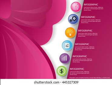 Infographic vector template, business concept idea with Boca, a colorful circle.