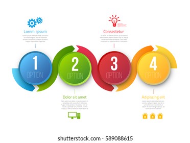 Infographic vector template for business or marketing presentation with 4 steps or options. Layout of workflow or annual report
