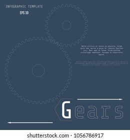 Infographic vector template of gears with on the grey background.