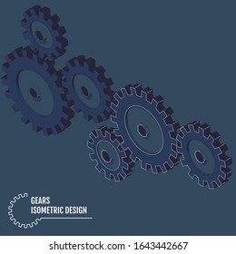 Infographic vector template of isometric gears.