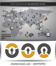 Infographic vector template with world map