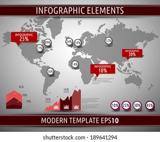 Infographic vector template with world map