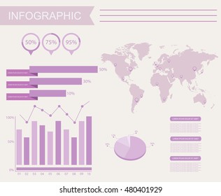 Infographic vector template.World map with infographic elements.