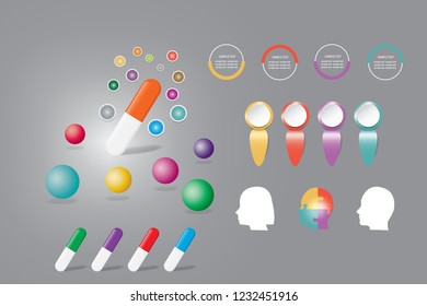 Infographic vector usable for presentation of drugs or vitamins with a free place ready for your text. 