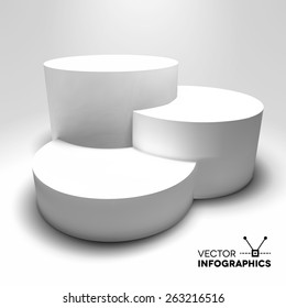 Infographic vector white 3D pedestal or graph.