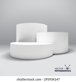 Infographic vector white 3D pedestal or graph
